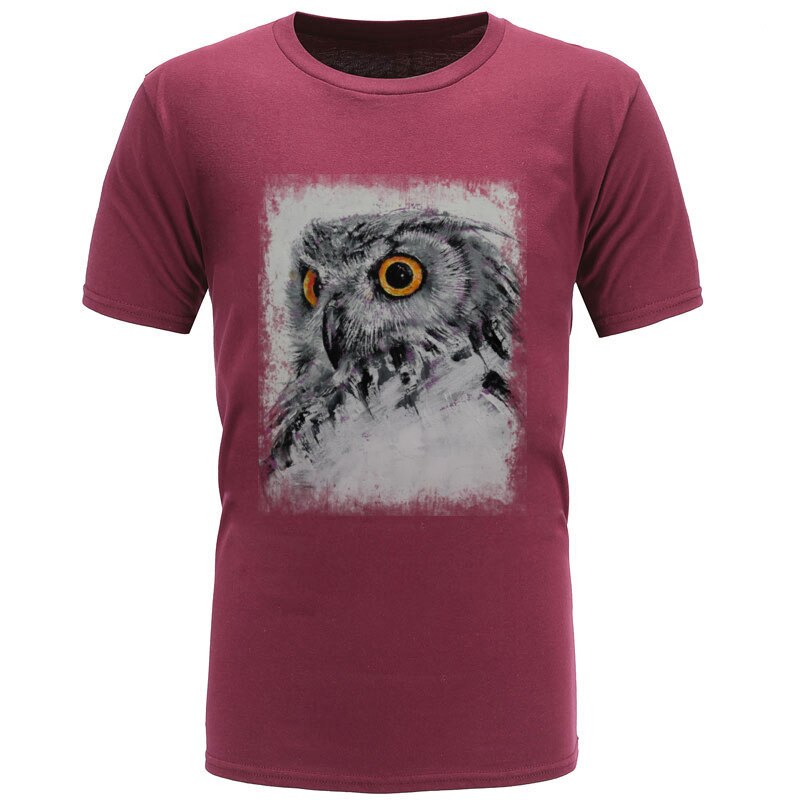 Sketch Drawing Owl T-Shirt 2019 Newest Pure Cotton Fitness Sport T-Shirt for Men Camiseta Popular Fashion Brand New Tshirt Man