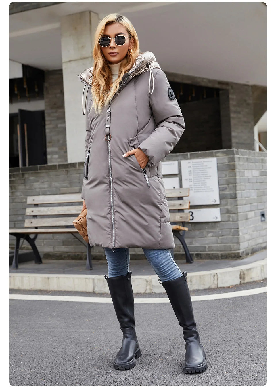 GASMAN 2022 frauen winter jacke Mid-länge warme Mode Mantel frauen zipper Mit Kapuze Kontras marke unten jacke weibliche 21113