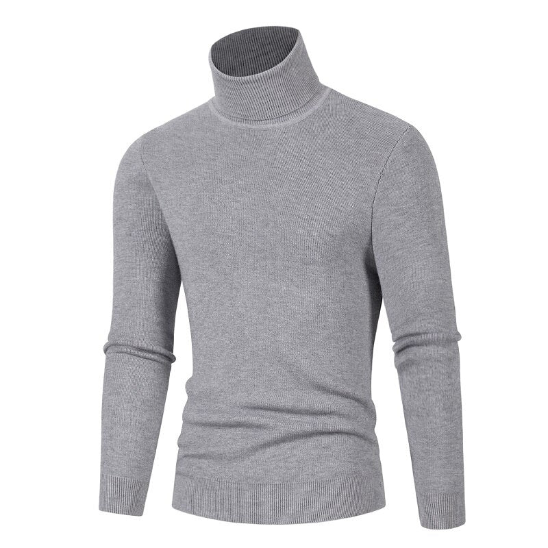 Mens Sweater Turtleneck Pullovers Korean Fashion Computer Knitted Sweater Men Black White Turtleneck Sweater Men Solid Pullovers