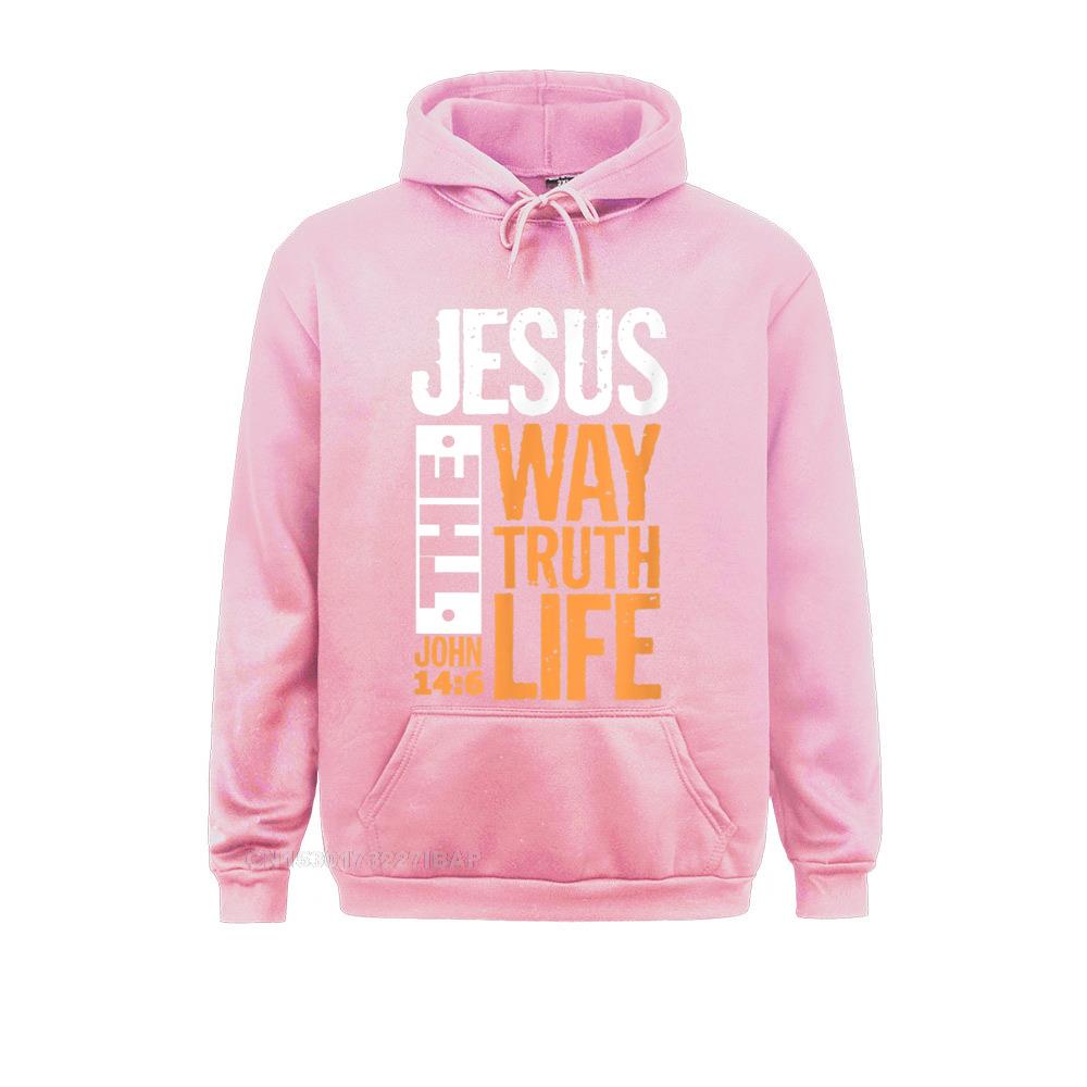 Jesus The Way Truth Life John Christian Bible Verse Hooded Pullover Hoodies For Male Sweatshirts Comfortable Wholesale Clothes