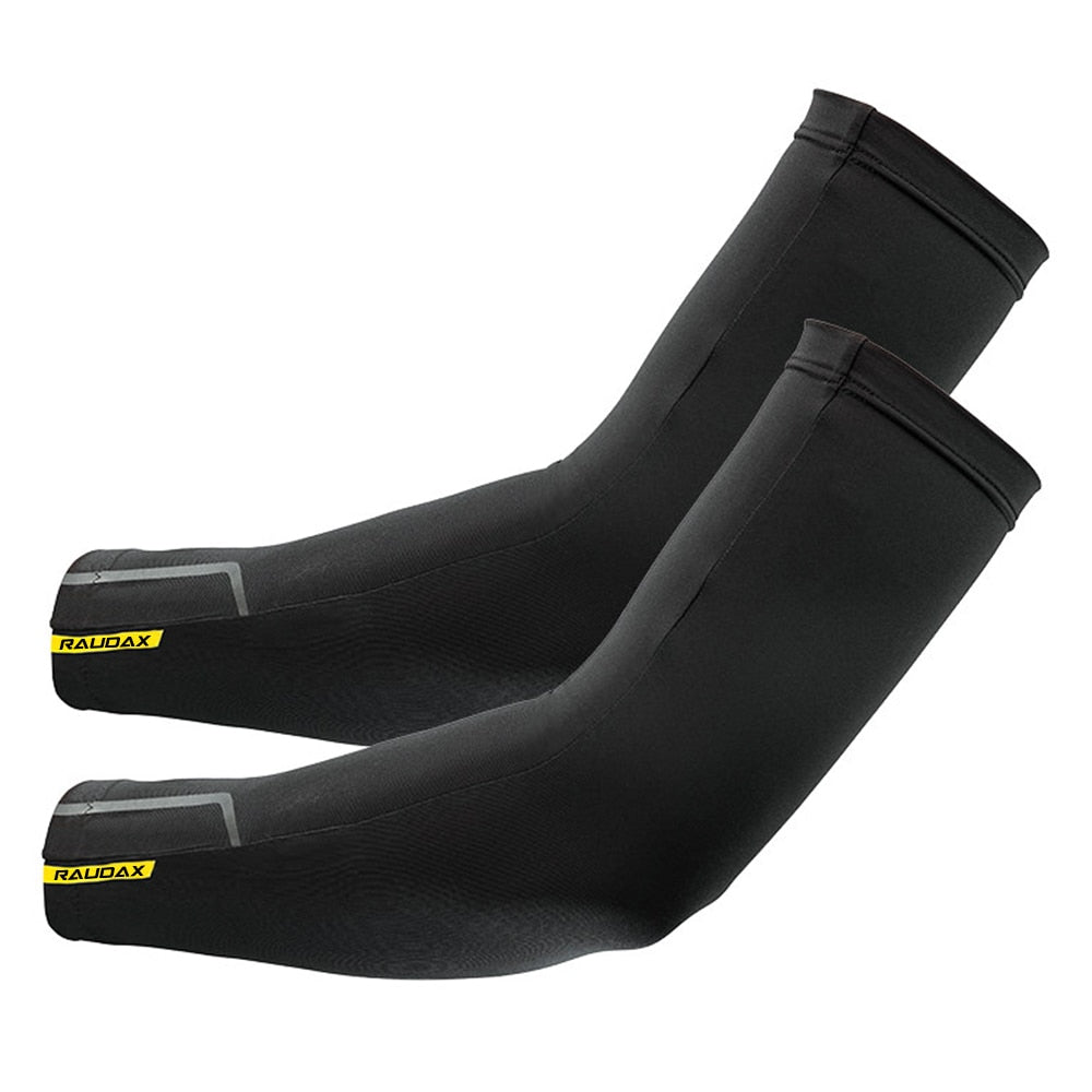 2023 Team Raudax Leg Warmers Black UV tection Cycling Arm Warmer Breathable Bicycle Running Racing MTB Bike Leg Sleeve