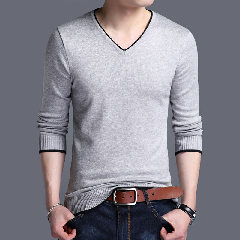 Männer Pullover Mode V-ausschnitt Gestrickte Pullover Slim Fit Frühling Herbst Koreanische Mens Kleidung Täglichen Weiß Schwarz Pullover Männer Pullover