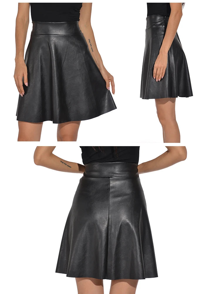 Faux Leder Rock Sexy Frauen Dame Dünne Hohe Taille Lange Röcke Neue PU Leder Herbst Winter Schwarz Über Knie Solide clubwear