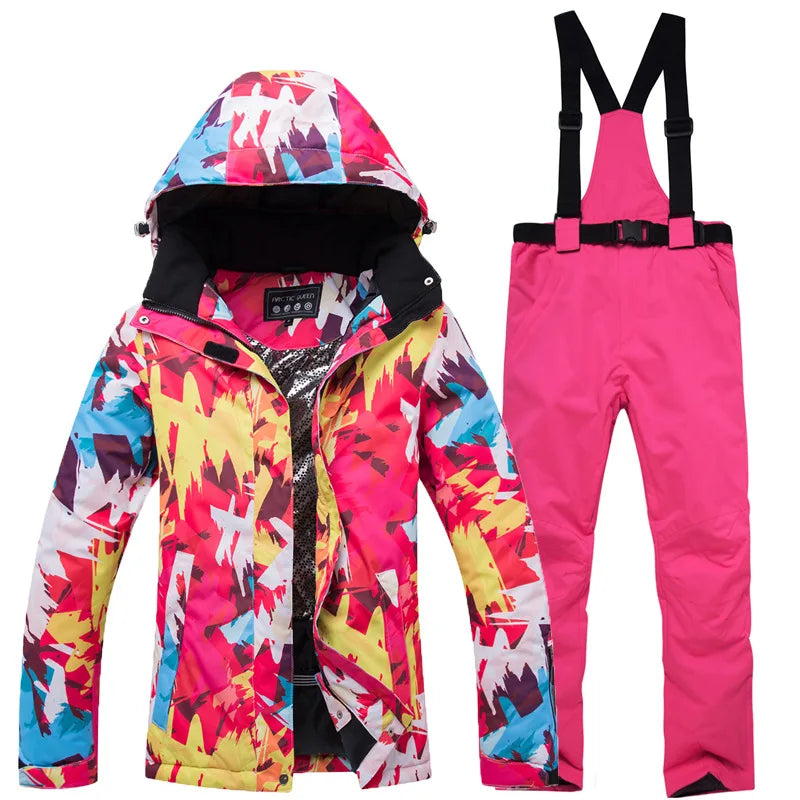 Neue Dicke Warme Ski Anzug Frauen Wasserdicht Winddicht Skifahren und Snowboarden Jacke Hosen Set Weiblichen Schnee Kostüme Outdoor Tragen