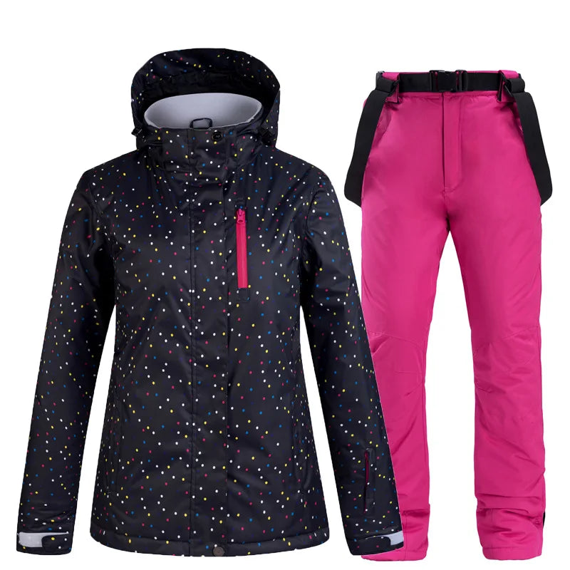 Winter Frauen Ski Anzug Thermische Ski Jacke Hosen Set Winddicht Wasserdicht Snowboarden Jacke Weibliche Ski Anzüge Schnee Mantel