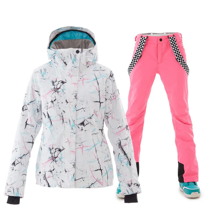 Winter Warm Ski Anzug Frauen Skifahren und Snowboarden Jacke Hosen Weibliche Wasserdichte Schnee Kostüme Outdoor Wandern Tragen