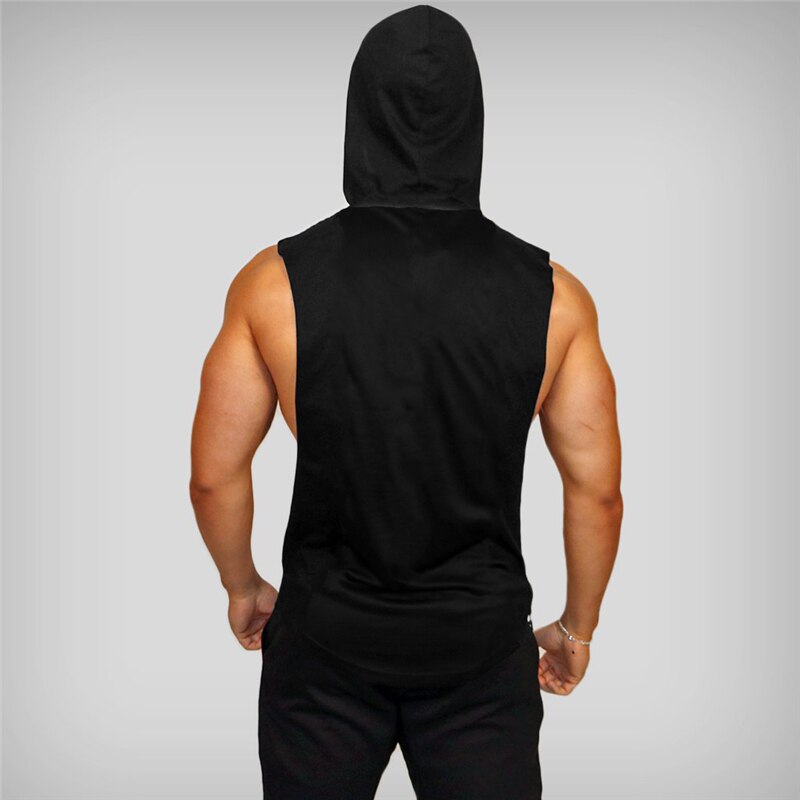 Customized Brand Logo Gym Sleeveless Shirt Mens Bodybuilding Fitness Hooded Tank Top Men DIY Graphics Printing Workout Clothing