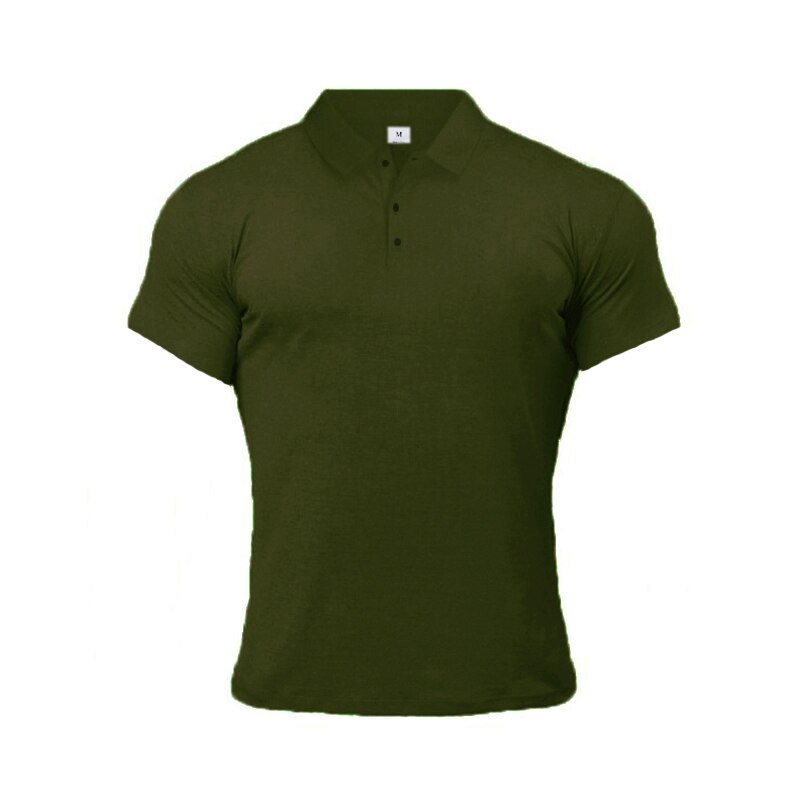 New Summer Fashion Mens Solid Short Sleeve Polo Shirts Cotton Slim Fit Turn Collar Male Gym Bodybuilding Fitness Polo Shirt