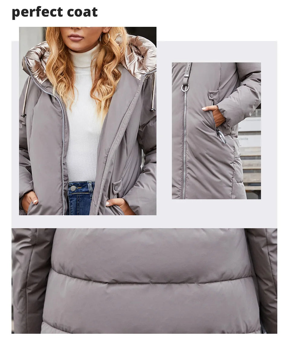 GASMAN 2022 frauen winter jacke Mid-länge warme Mode Mantel frauen zipper Mit Kapuze Kontras marke unten jacke weibliche 21113