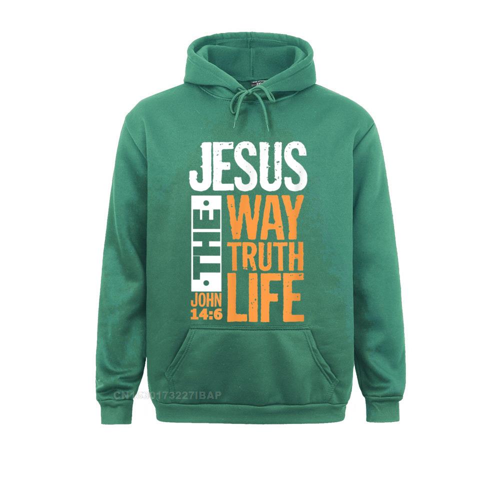 Jesus The Way Truth Life John Christian Bible Verse Hooded Pullover Hoodies For Male Sweatshirts Comfortable Wholesale Clothes