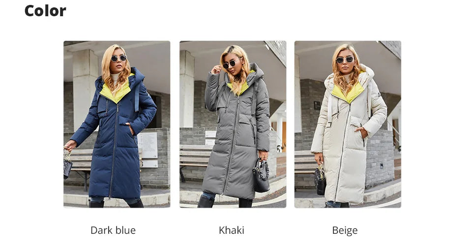 GASMAN 2022 Neue frauen unten jacke Marke mode Lange Frauen winter parka Kontrast mit kapuze oberbekleidung tasche stepp mäntel 21339