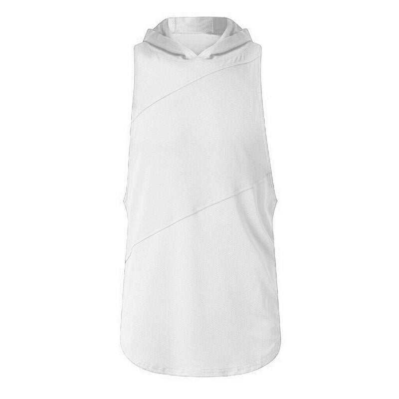 Muscleguys Solid Sleeveless Shirt with hoody Patchwork Gym Clothing Fitness Men Bodybuilding Stringer Tank Tops Hoodies Singlets