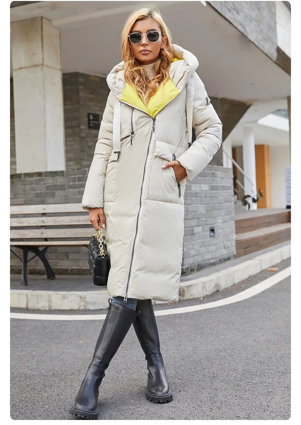 GASMAN 2022 Neue frauen unten jacke Marke mode Lange Frauen winter parka Kontrast mit kapuze oberbekleidung tasche stepp mäntel 21339