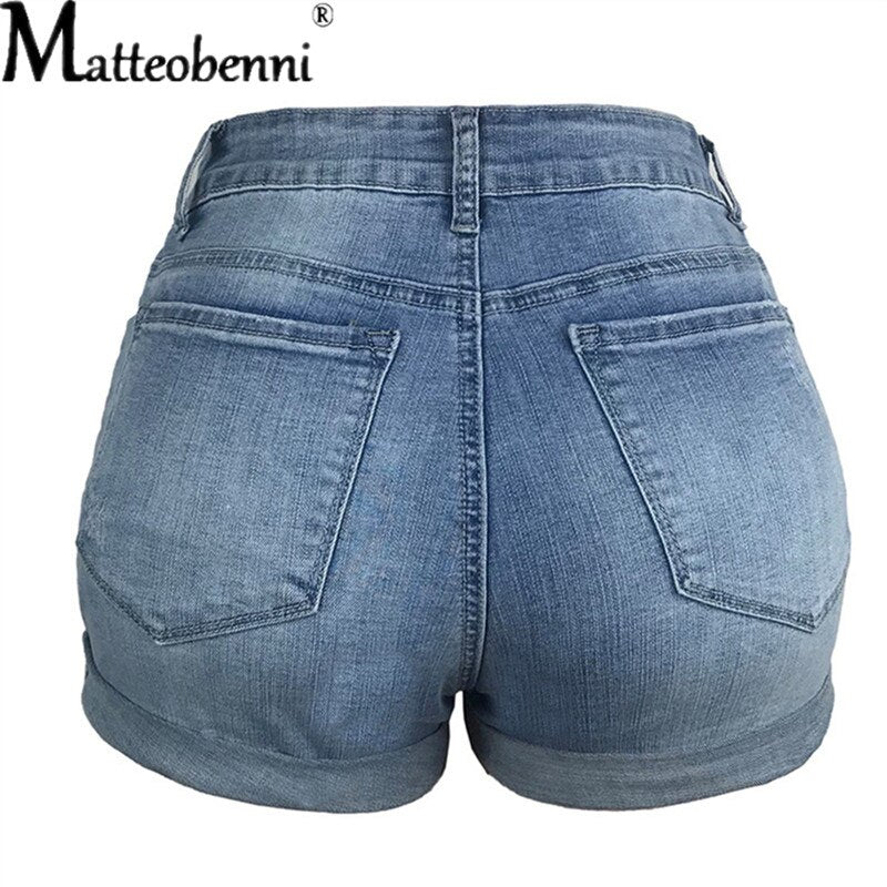 Women Fashion Ripped High Waisted Rolled Denim Shorts Vintage Hole Summer Casual Pocket Short Jeans Ladies Hotpants Shorts 2022