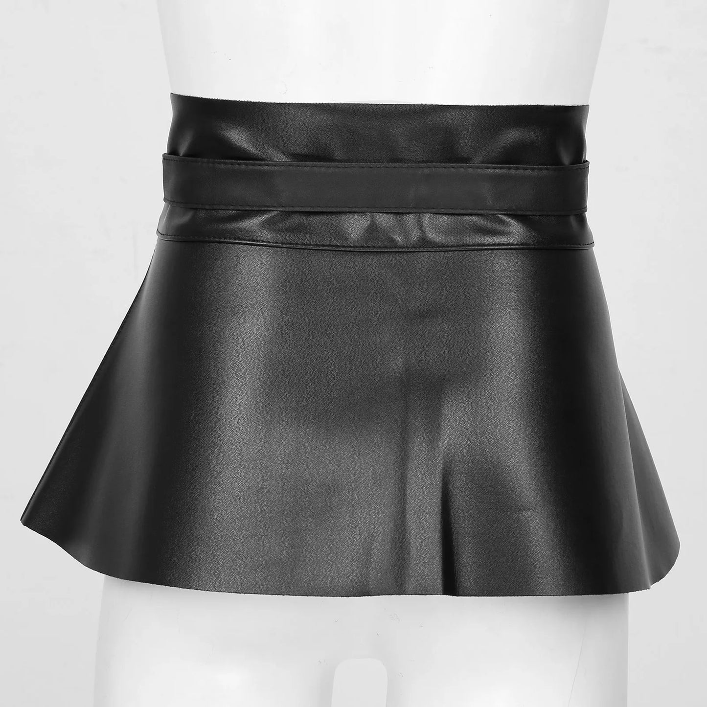 Punk Sexy Röcke Damen Frauen PU Leder Hohe Taille Gürtel Gürtel Röcke Weiblichen Baum A-Line Mini Rock für Parteien Clubwear