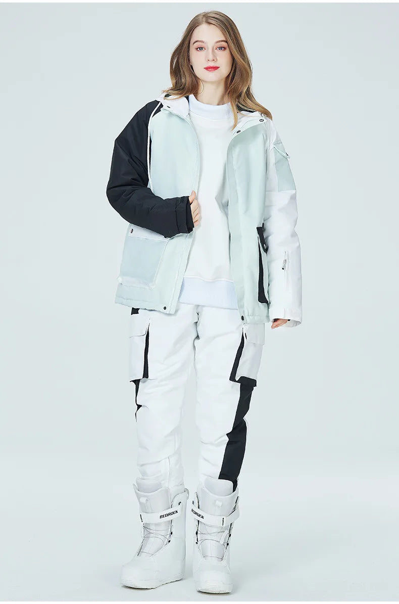 Neue Stil Farbe Passenden Snowboard Anzug Frauen Winter Winddicht Wasserdichte Warme Ski Jacke Hosen Anzug Schnee Overalls