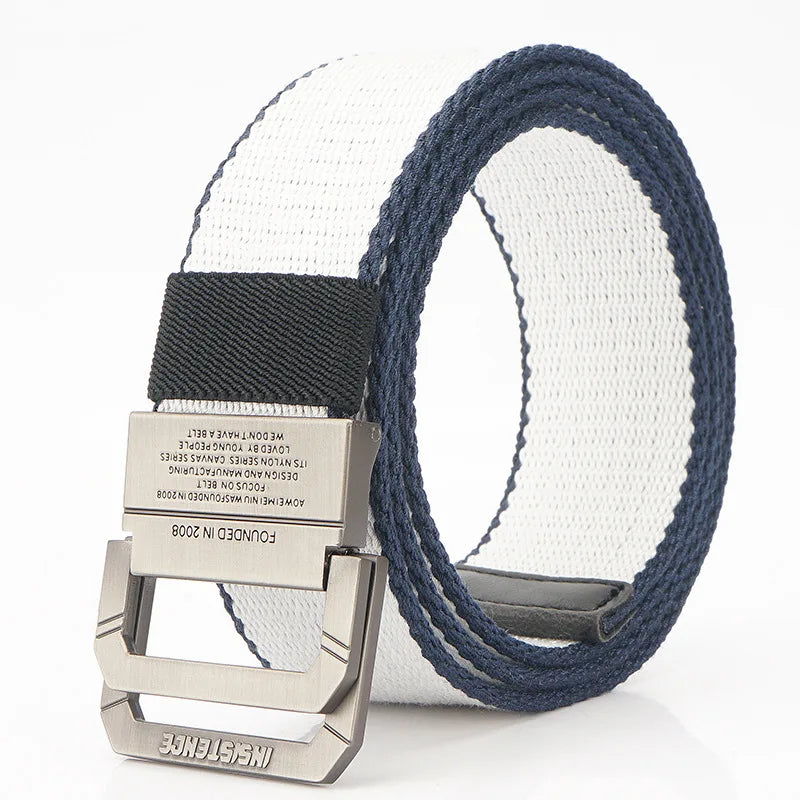 New Brand 3.8cm Canvas Belt Men Women Alloy Buckle 125cm Casual Canvas Belt High Quality Knitting Belt AF201