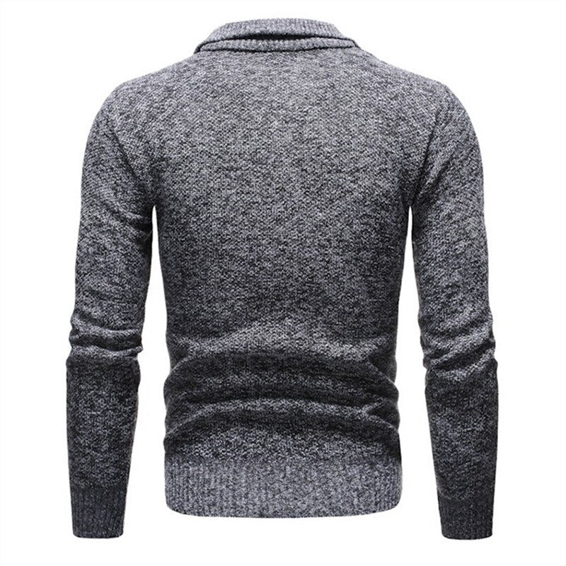 Autumn Winter Casual Sweaters Men Half High Collar Zippers Warm Fleece Pullovers Mens Thick Warm Knitted Sweater Men Pullovers