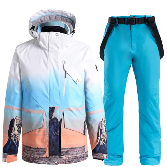 Neue Mode Männer Frauen Ski Anzüge Paare Skifahren Jacke Hosen Set Winter Winddicht Wasserdicht Snowboarden Anzug Herren Schnee Overalls