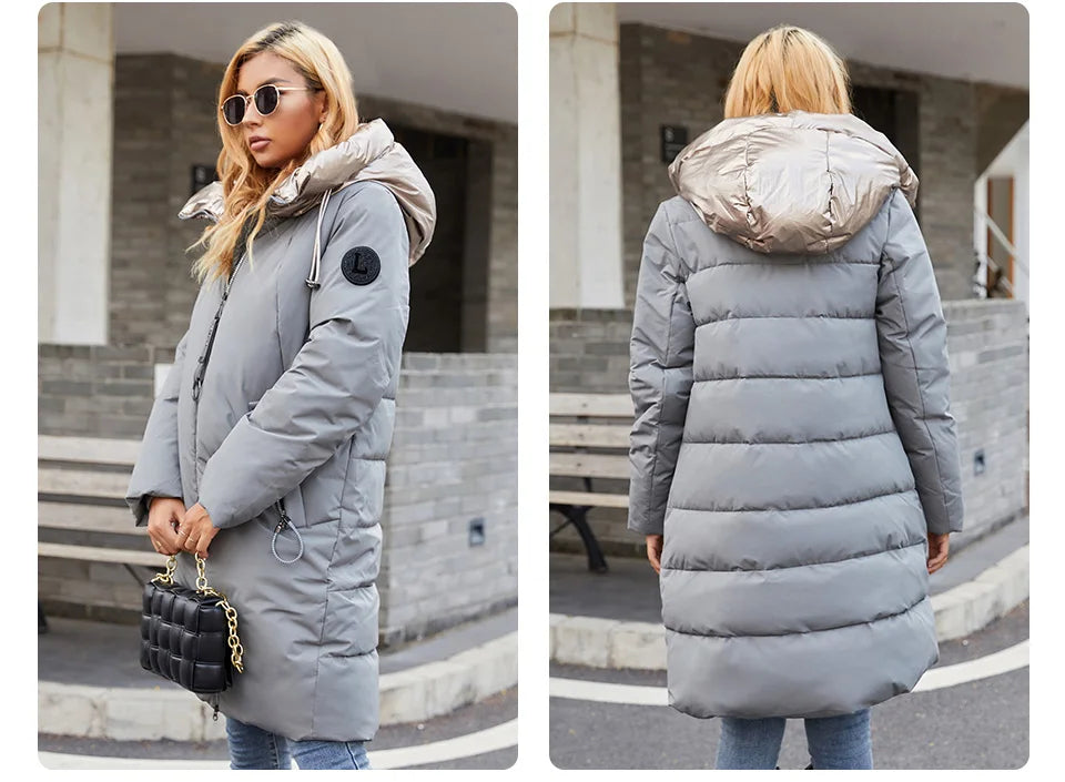 GASMAN 2022 frauen winter jacke Mid-länge warme Mode Mantel frauen zipper Mit Kapuze Kontras marke unten jacke weibliche 21113