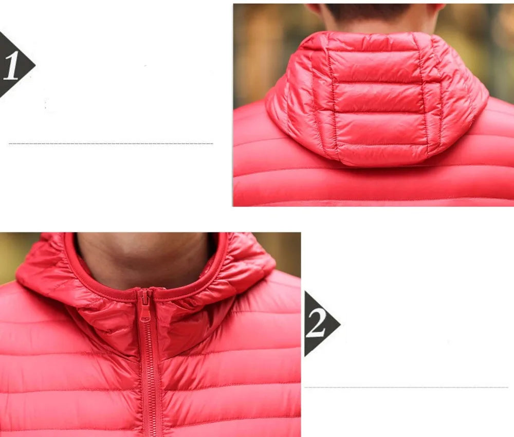 Männlicher Daunen mantel hoher Qualität Komfort lässig Mode atmungsaktiv einfarbig halten warm weiße Ente Herren Daunen jacke plus Größe M-5XL