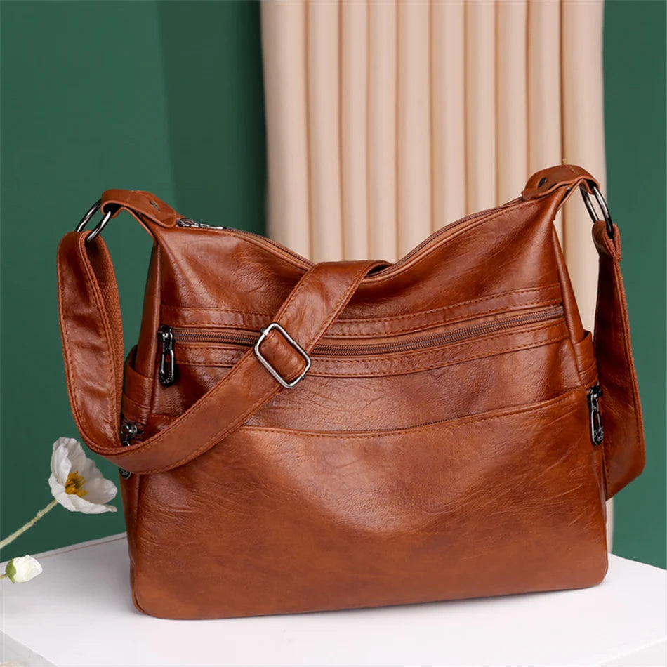 Luxus Pu Leder Messenger Tasche Vintage Frauen Hand Tasche Große Kapazität Casual Hobo Handtasche Geldbörse Weibliche Crossbody Schulter Taschen