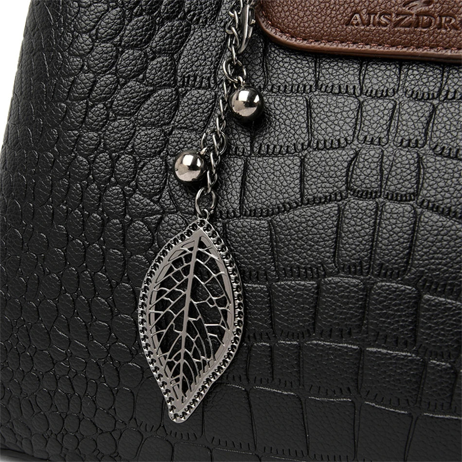 Echte Marke Leder 3 Schichten Alligator Umhängetasche für Frauen Weibliche Schulter Messenger Sac Luxus Designer Damen Handtaschen