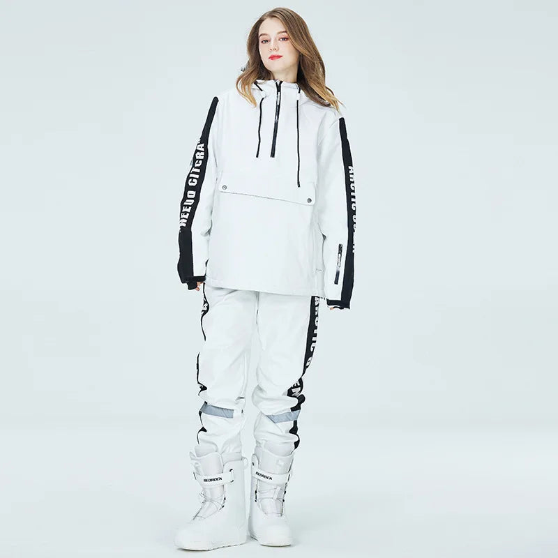 Neue Mode Winter Warme Ski Hoodie Set Frauen Skifahren Anzug Paar Winddicht Wasserdichte Jacke Hosen Reflektierende Snowboarden Anzüge