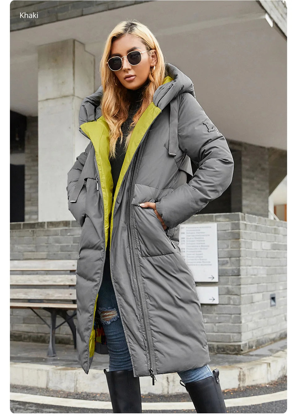 GASMAN 2022 Neue frauen unten jacke Marke mode Lange Frauen winter parka Kontrast mit kapuze oberbekleidung tasche stepp mäntel 21339