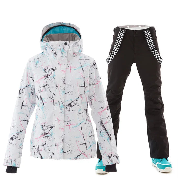 Winter Warm Ski Anzug Frauen Skifahren und Snowboarden Jacke Hosen Weibliche Wasserdichte Schnee Kostüme Outdoor Wandern Tragen