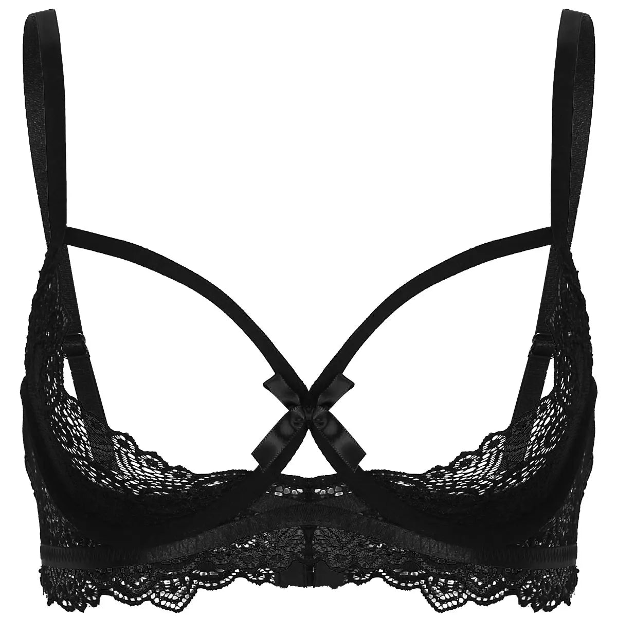 Damen sexy Blumen Spitze Viertel Tasse Push-up Bügel BH Tops aushöhlen Brust Bra lette Dessous Büstenhalter Unterwäsche