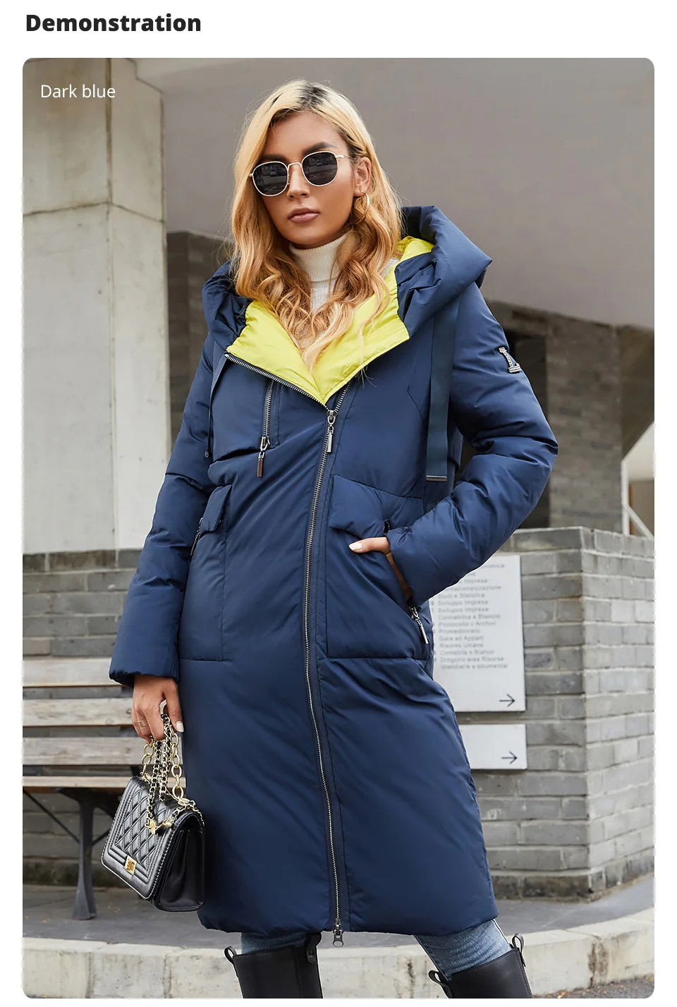 GASMAN 2022 Neue frauen unten jacke Marke mode Lange Frauen winter parka Kontrast mit kapuze oberbekleidung tasche stepp mäntel 21339