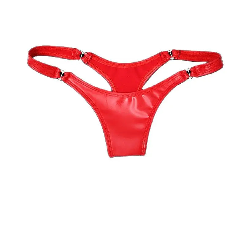 S-XXL Plus Size Low Waist Narrow Crotch Tanga High Quality PVC Latex Leather Tangas Women Hot Sexy Thongs And G Strings Panties