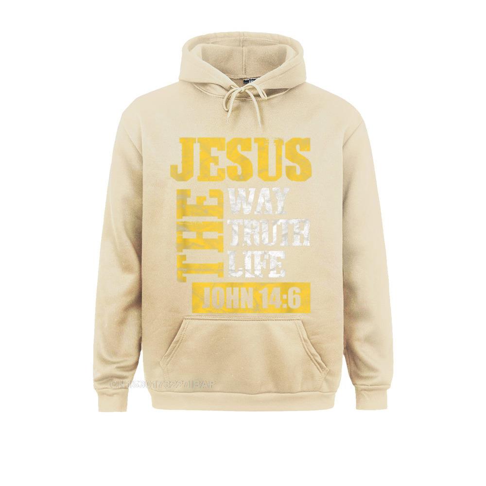 Jesus The Way Truth Life John 14 6 Christian Bible Verse Hoodie Slim Fit Men&#39;s Sweatshirts Hoodies England Style Clothes