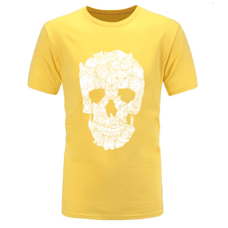 Leisure Sport Fashion Tee Shirt Cat Structure Skull Printed Tshirts Men Casual Oversized Sweatshirt High Quality Cat T Shirt Man