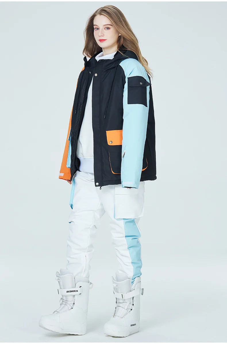 Neue Stil Farbe Passenden Snowboard Anzug Frauen Winter Winddicht Wasserdichte Warme Ski Jacke Hosen Anzug Schnee Overalls