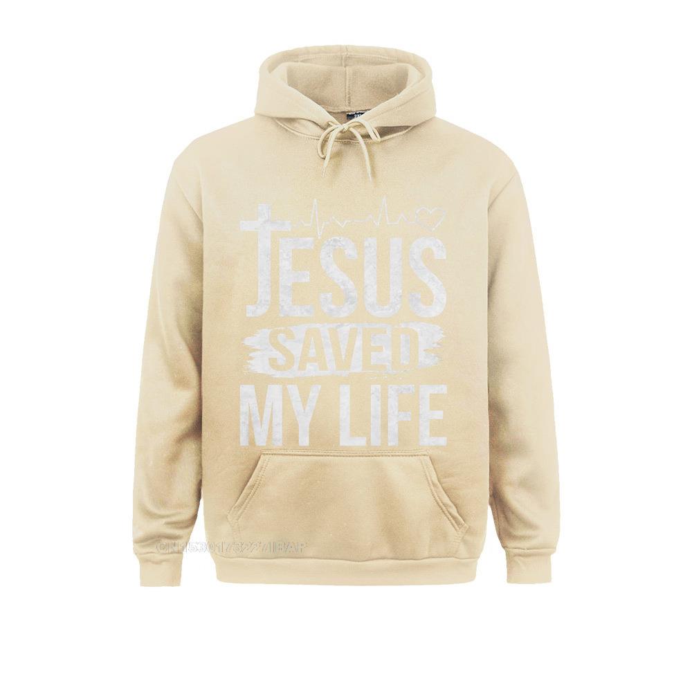 Jesus Saved My Life Christian Religion Quote Meme Premium Hooded Pullover Classic Fall Men Hoodies Customized Sportswears Brand