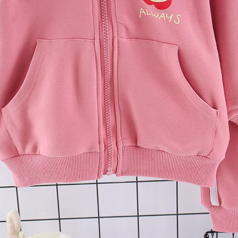 1 2 3 4 5 6 jahre Mädchen Kleidung Sets Nette Katze Frühling Zipper Mantel Und Hosen 2Pcs Wenig prinzessin Anzug Herbst Outfit Kinder Kleidung