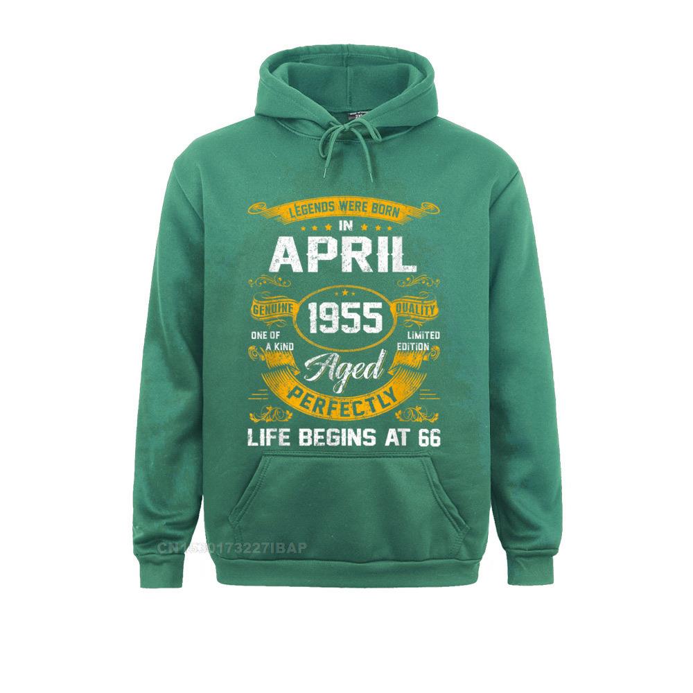 Legends Were Born In April 1955 66th Birthday Hooded Pullover Sweatshirts For Men Long Sleeve Outdoor Hoodies Newest Hoods Party