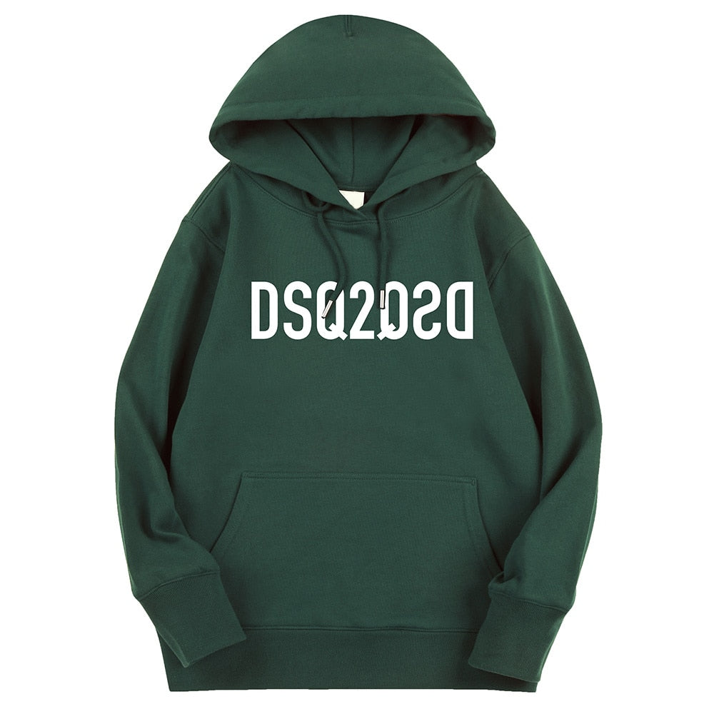 DSQ brand winter style Men&amp;#39;s Hoodie 100% cotton casual long sleeve Unisex hoody warm DSQ2 letter green Hoodie sweatshirt for men
