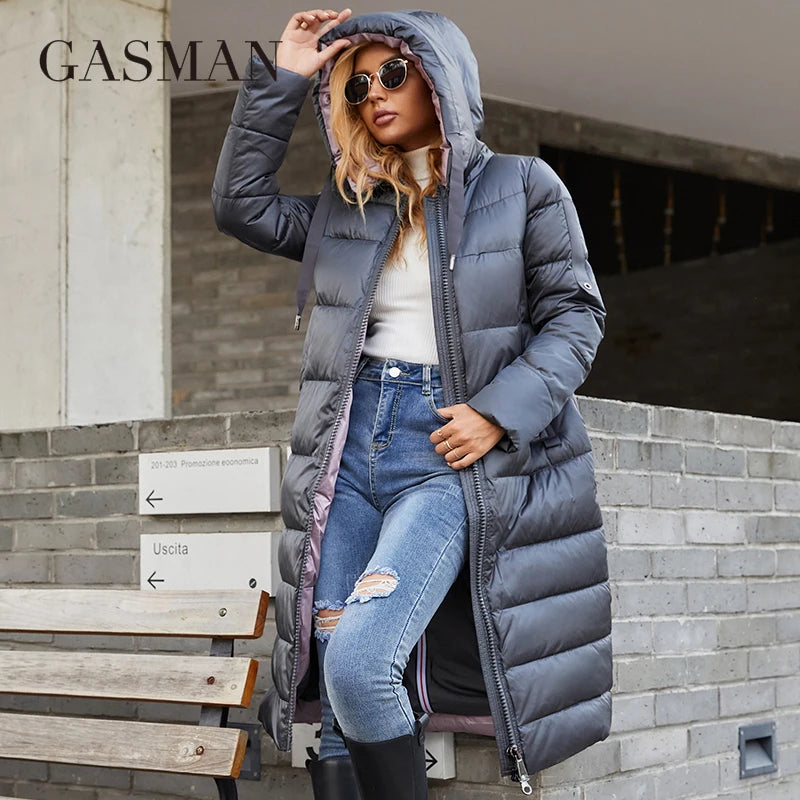 GASMAN Neue 2022 unten jacke weibliche Mode lange Designer frauen winter parka Marke Kontras warme outwear frauen mantel 21792