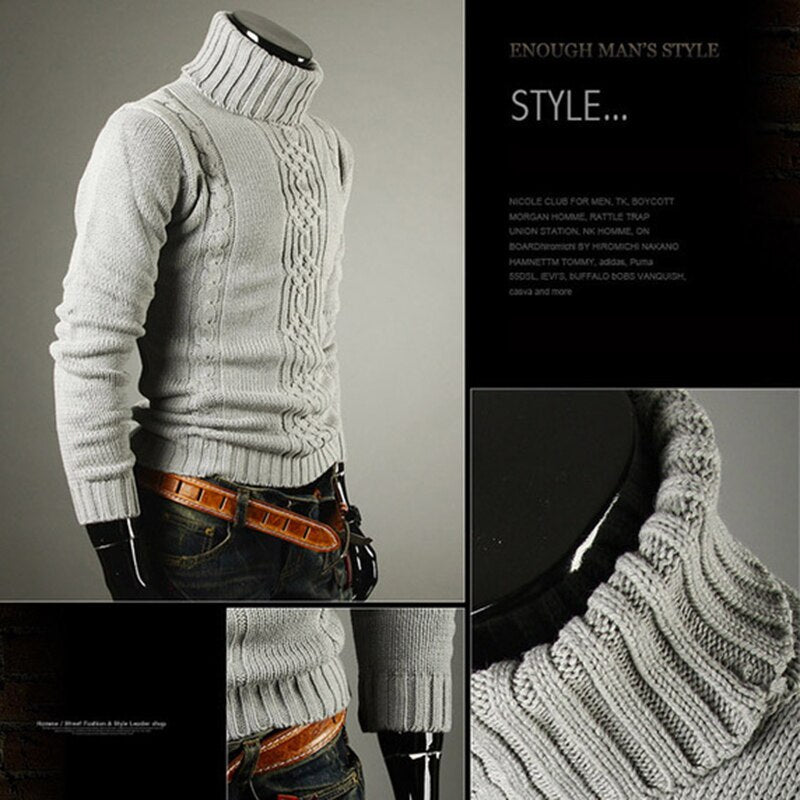 FAVOCENT Male Sweater Pullover Men 2020 Male Brand Casual Slim Sweaters Men Solid High Lapel Jacquard Hedging Men&#39;S Sweater XXL