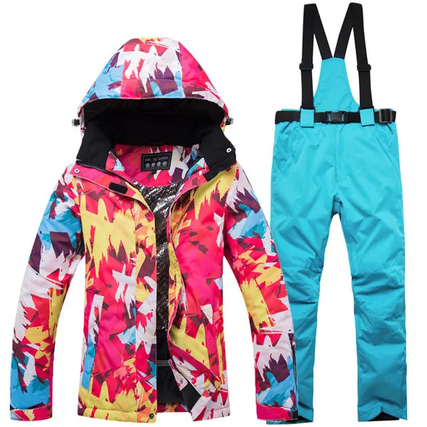 Neue Dicke Warme Ski Anzug Frauen Wasserdicht Winddicht Skifahren und Snowboarden Jacke Hosen Set Weiblichen Schnee Kostüme Outdoor Tragen