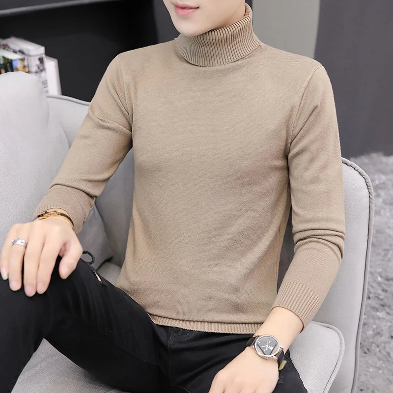 Männer Rollkragen Pullover Fashion Slim Fit Pullover Mens Solide Strick Rollkragen Pullover Lässige Warm Pullover Pullover Männer