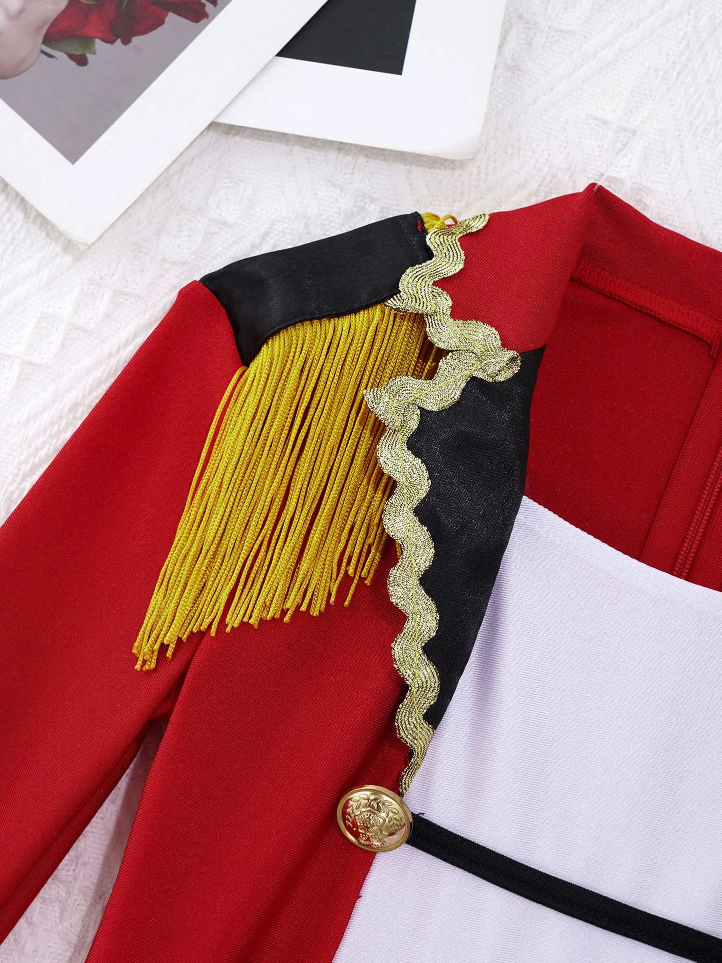 Kids Girls Circus Ringmaster Costume Long Sleeves Cosplay Jumpsuit with Tie Lion Tamer Halloween Carnival Cosplay Party Dress Up