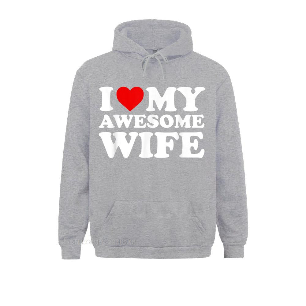 Mens I Love My Awesome Wife Hoodie With Heart Hoodie Hoodies Summer Rife Tight Long Sleeve Men&#39;s Sweatshirts Unique Sportswears