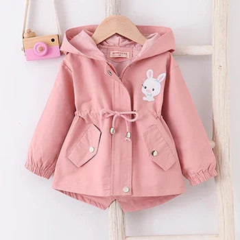 Herbst Beiläufige Lange Windjacke Mantel Für Mädchen Niedlichen Kaninchen Baby Jacke Mit Kapuze Kinder Oberbekleidung 1-7 Jahre Kleinkind mädchen Kleidung