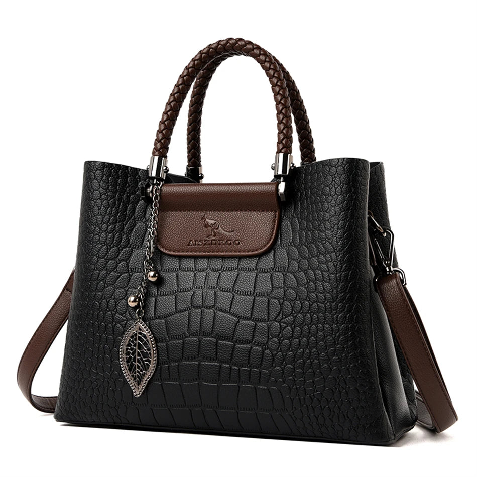 Echte Marke Leder 3 Schichten Alligator Umhängetasche für Frauen Weibliche Schulter Messenger Sac Luxus Designer Damen Handtaschen