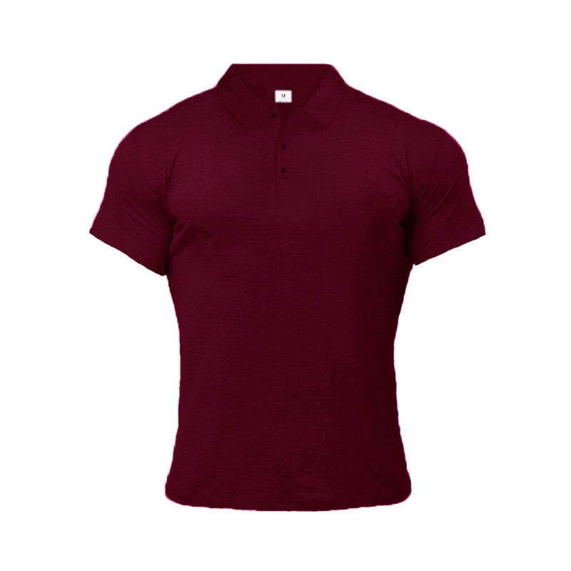 New Summer Fashion Mens Solid Short Sleeve Polo Shirts Cotton Slim Fit Turn Collar Male Gym Bodybuilding Fitness Polo Shirt