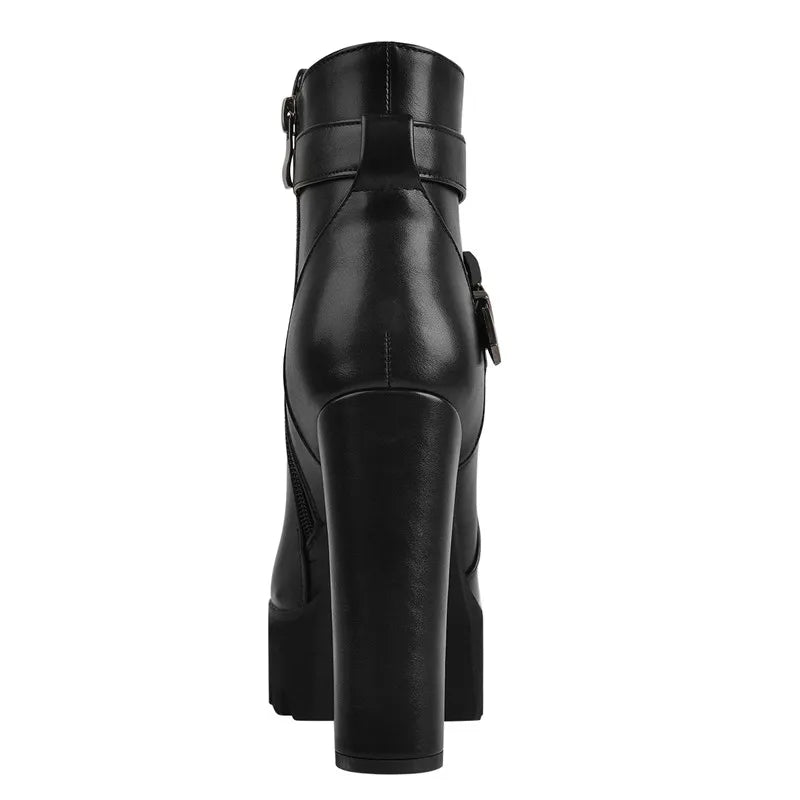 Matte Schwarz Plattform Ankle Stiefel